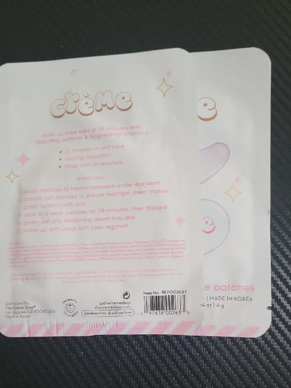 New Crème Depuffing Hydrogel Under Eye Patches